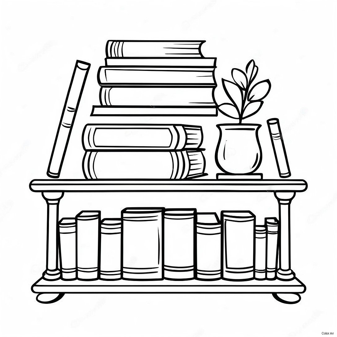 Page A Colorier De Letagere Coloree Avec Des Livres 17896 15004