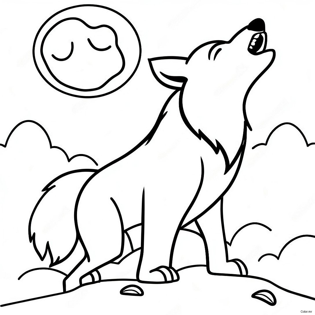 Page A Colorier De Loup Realiste Hurlant A La Lune 21012 19424