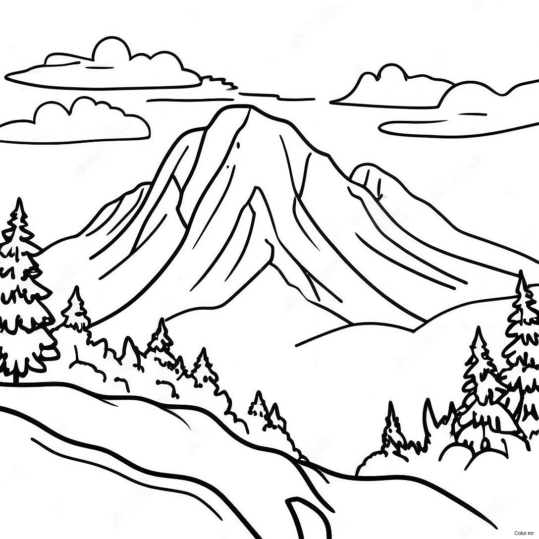 Page A Colorier De Montagnes Majestueuses Couverte De Neige 65681 54261