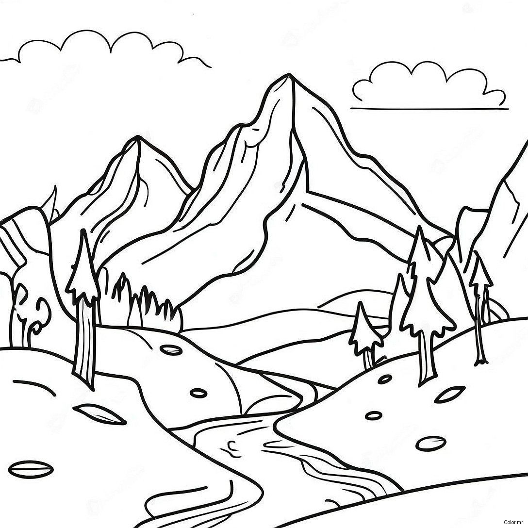 Page A Colorier De Paysage De Montagne 65680 54257