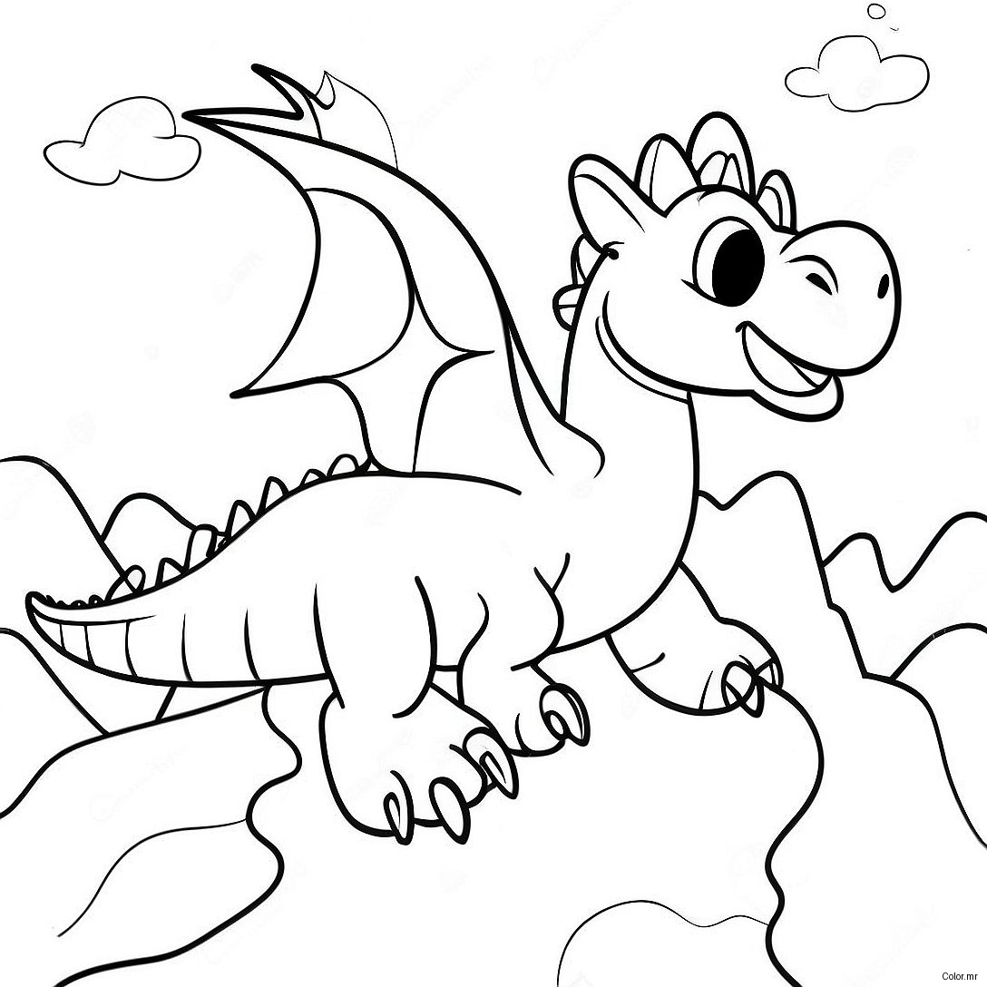 Page A Colorier De Puff Le Dragon Magique Volant Au Dessus Des Montagnes 66651 55033