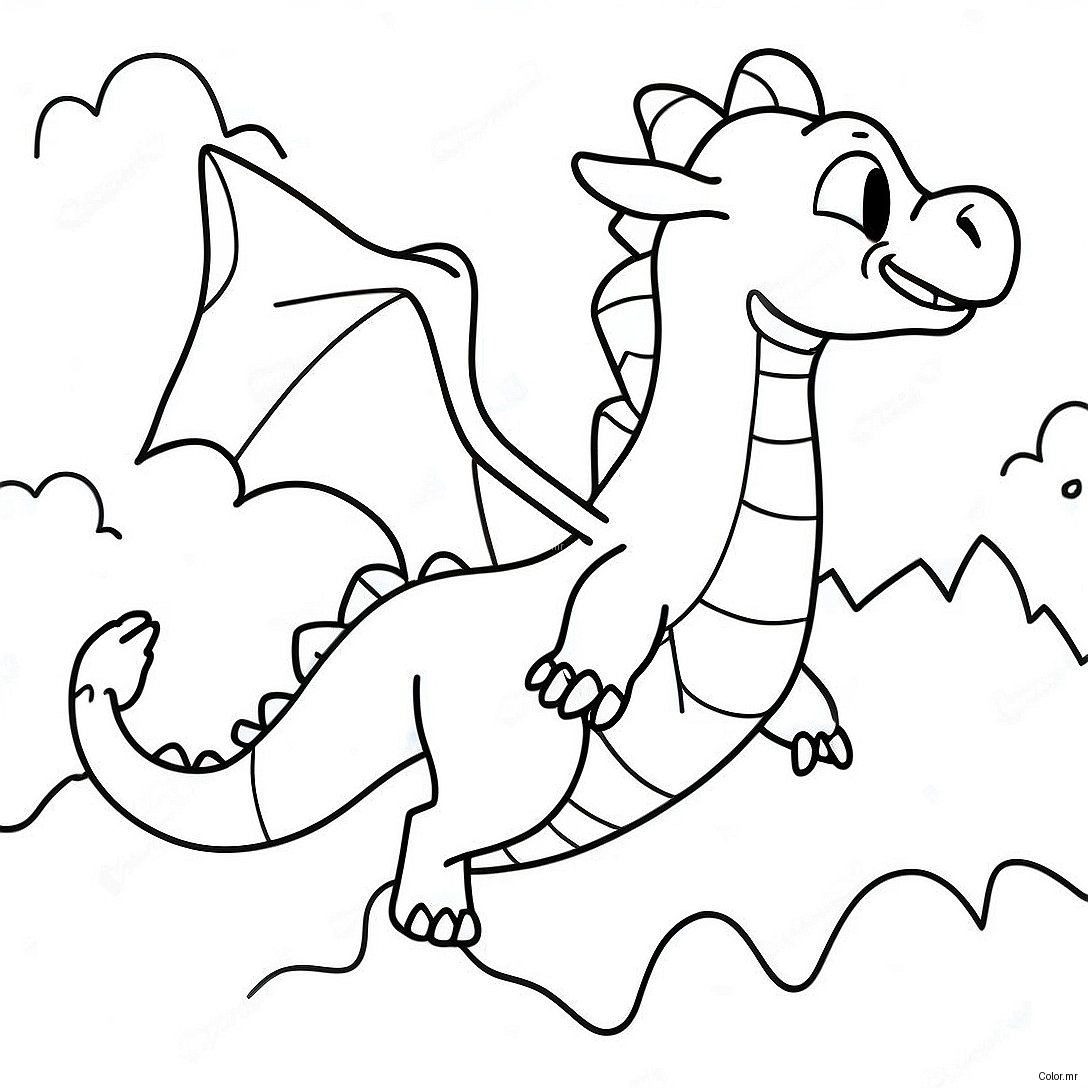 Page A Colorier De Puff Le Dragon Magique Volant Au Dessus Des Montagnes 66651 55034