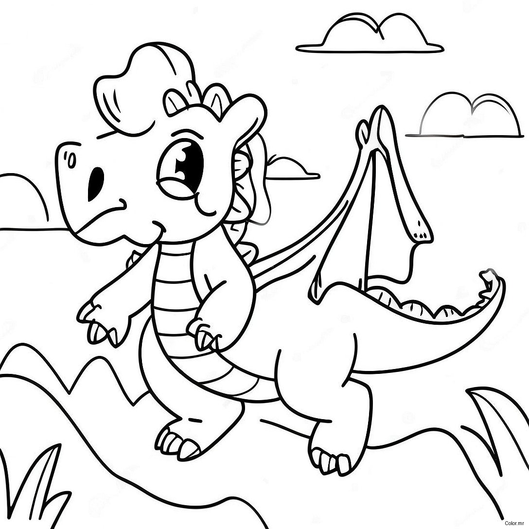 Page A Colorier De Puff Le Dragon Magique Volant Au Dessus Des Montagnes 66651 55035