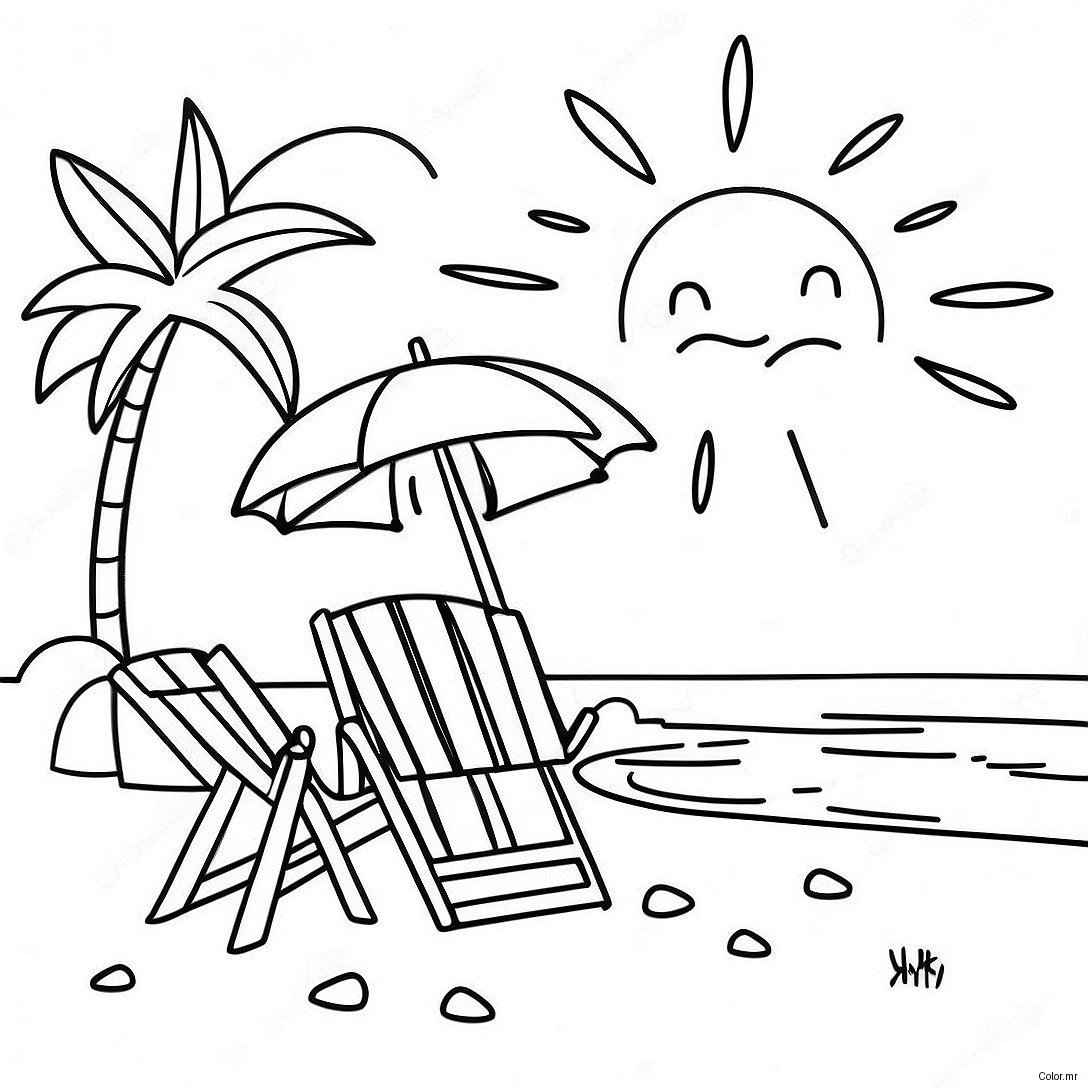 Page A Colorier De Scene De Plage Realiste 12057 9868