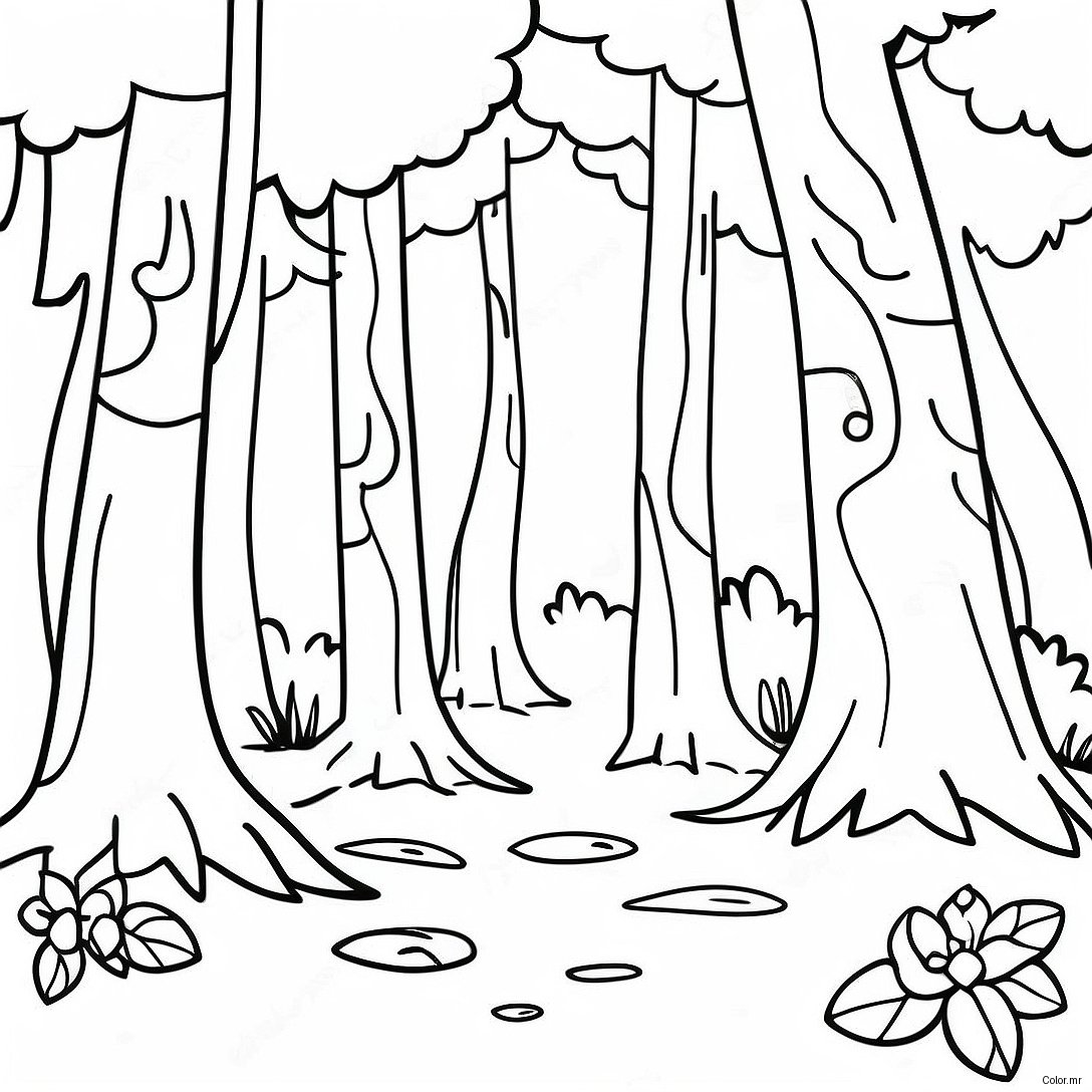 Page A Colorier De Scene Forestiere Realiste De La Nature 8114 6585