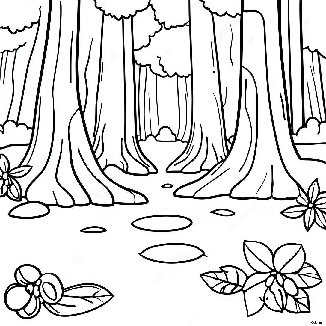 Page A Colorier De Scene Forestiere Realiste De La Nature 8114 6587