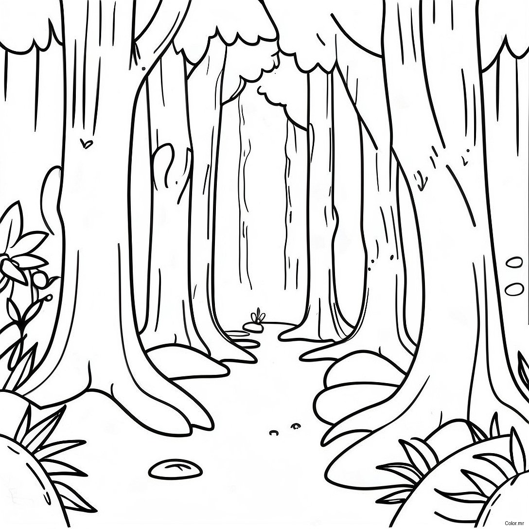 Page A Colorier De Scene Forestiere Realiste De La Nature 8114 6588