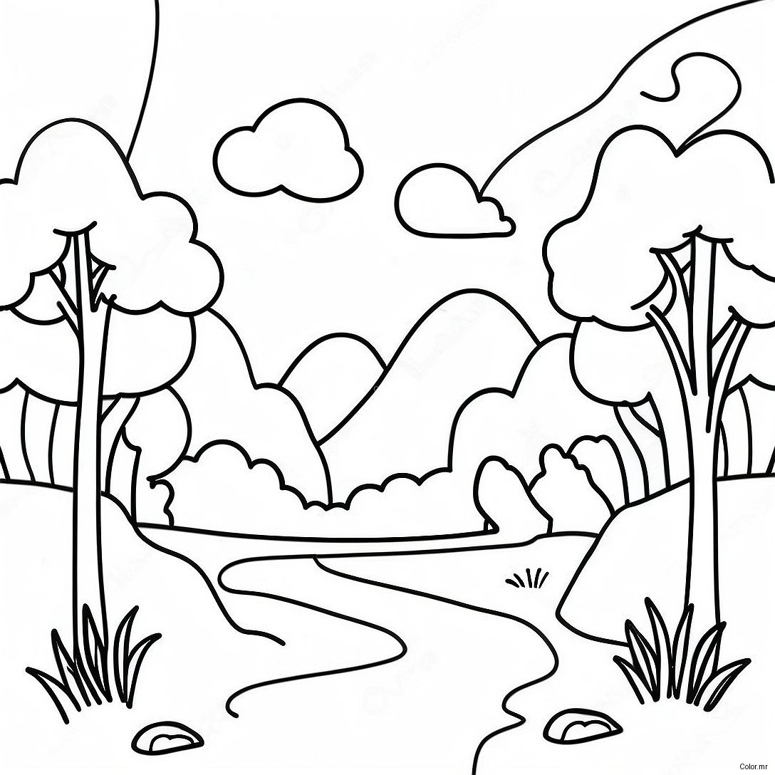 Page A Colorier De Scene Naturelle Minimaliste 7394 6011