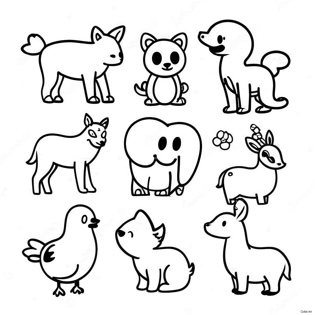 Page A Colorier De Silhouettes Danimaux Minimalistes 7395 6014