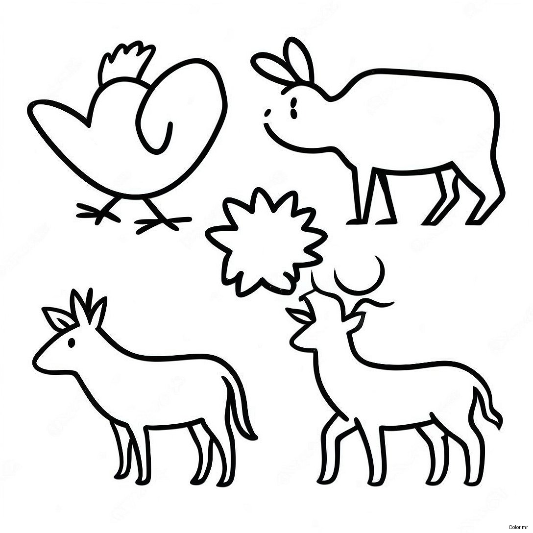 Page A Colorier De Silhouettes Danimaux Minimalistes 7395 6016