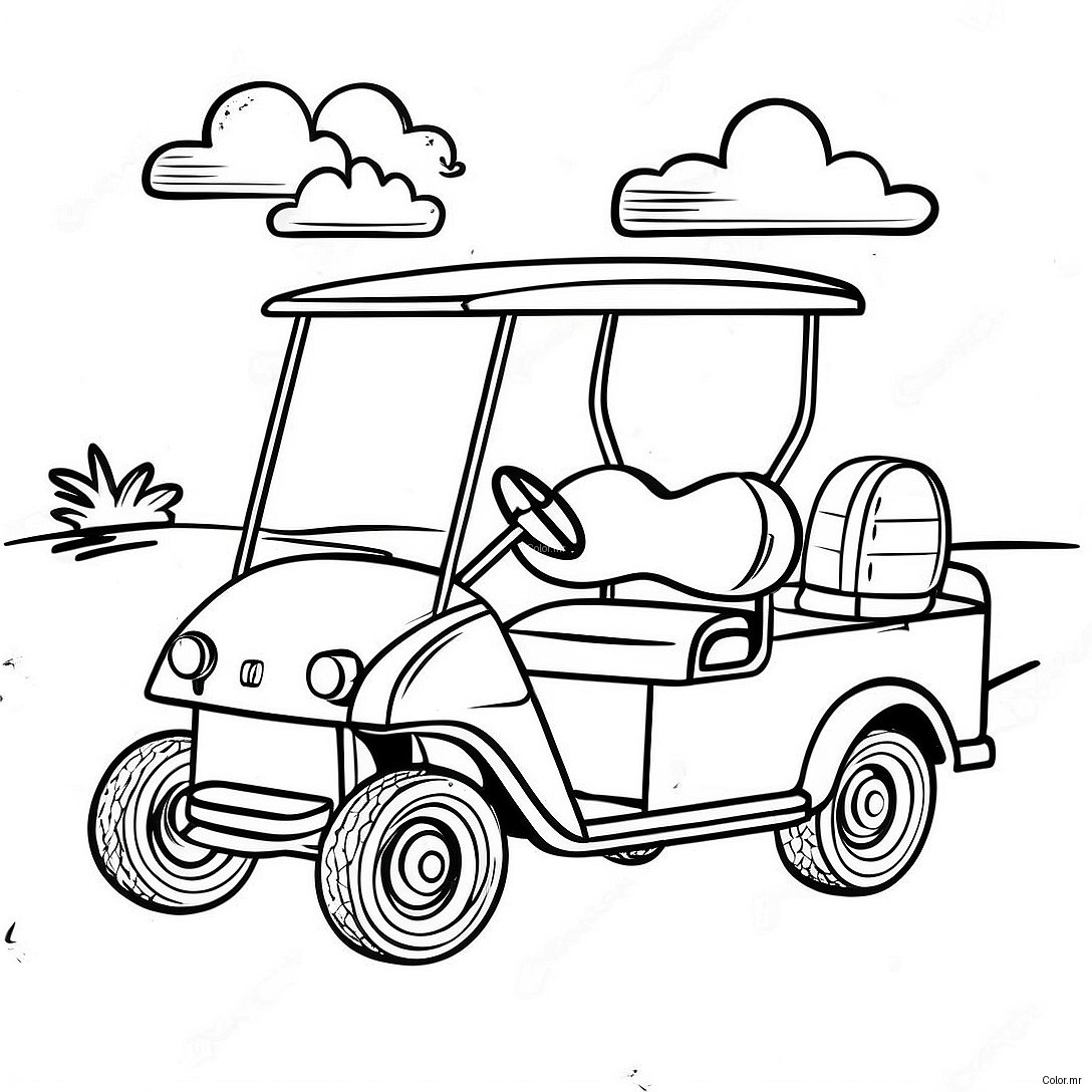 Page A Colorier De Voiture De Golf Vintage Sur Le Parcours 55272 45985
