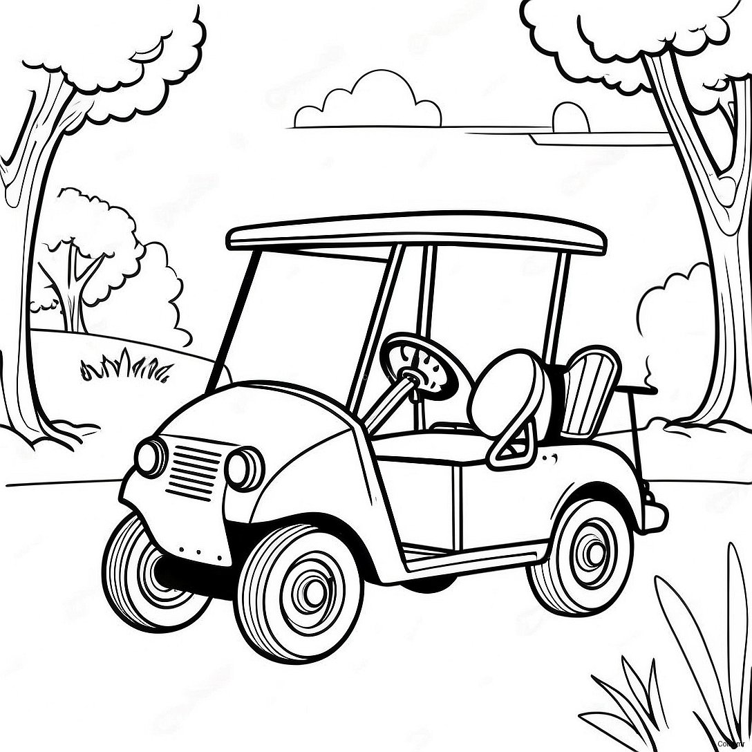 Page A Colorier De Voiture De Golf Vintage Sur Le Parcours 55272 45986