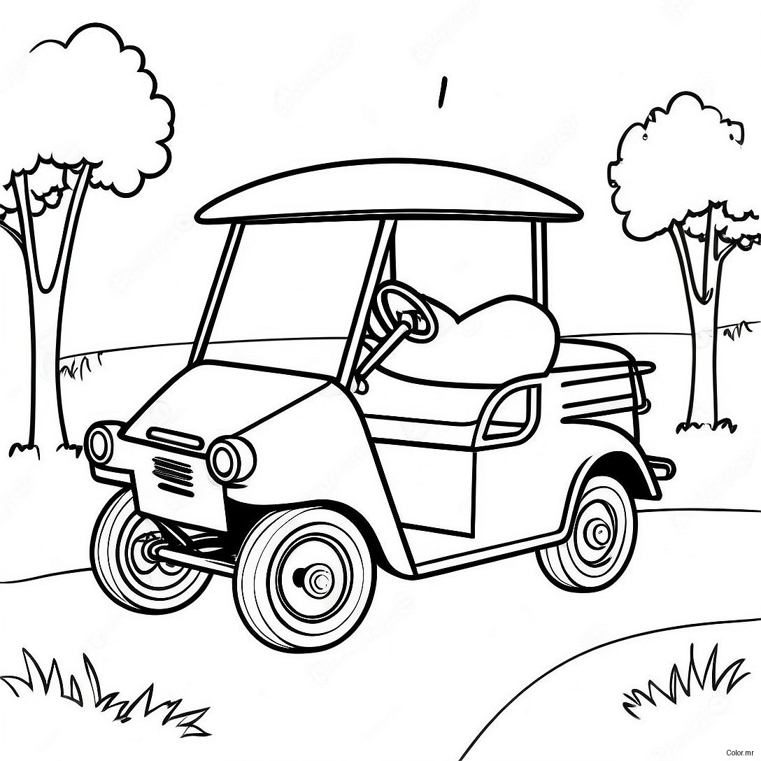 Page A Colorier De Voiture De Golf Vintage Sur Le Parcours 55272 45987