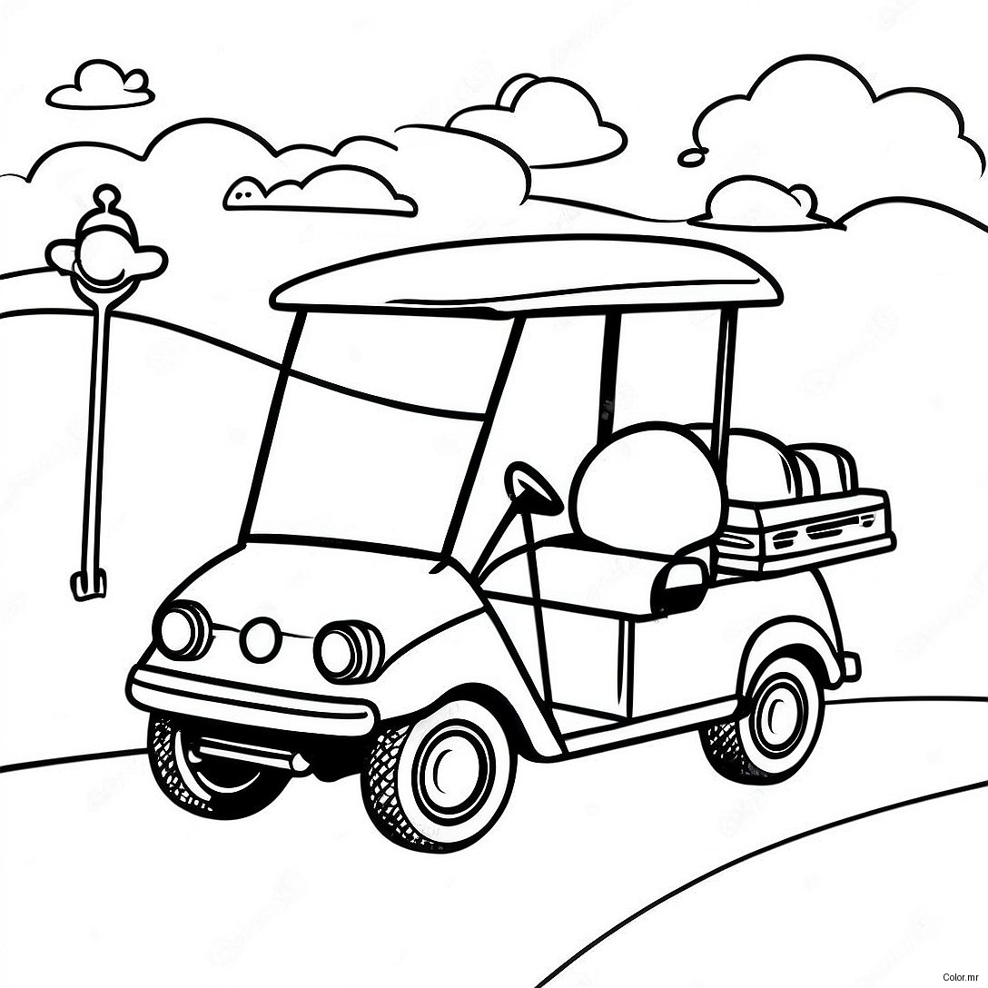Page A Colorier De Voiture De Golf Vintage Sur Le Parcours 55272 45988