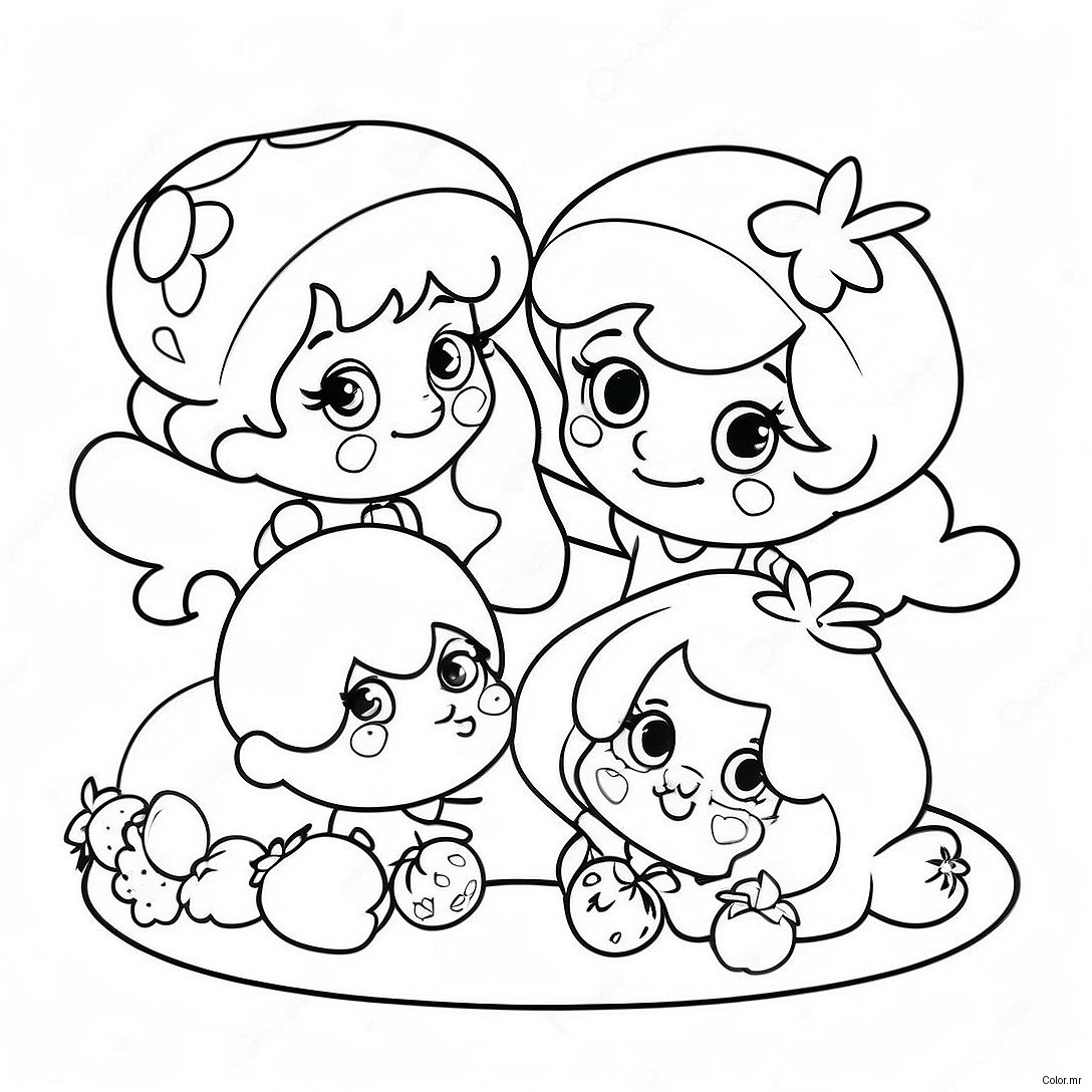 Page A Colorier Des Amis De La Tarte Aux Fraises Vintage 11968 9798