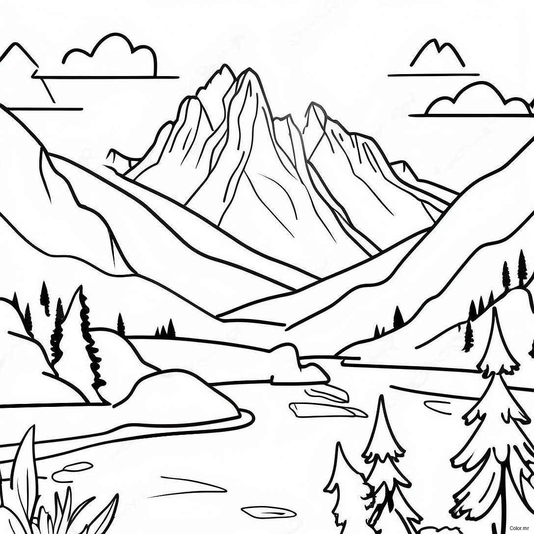 Page A Colorier Des Montagnes Majestueuses Du Montana 34884 29037