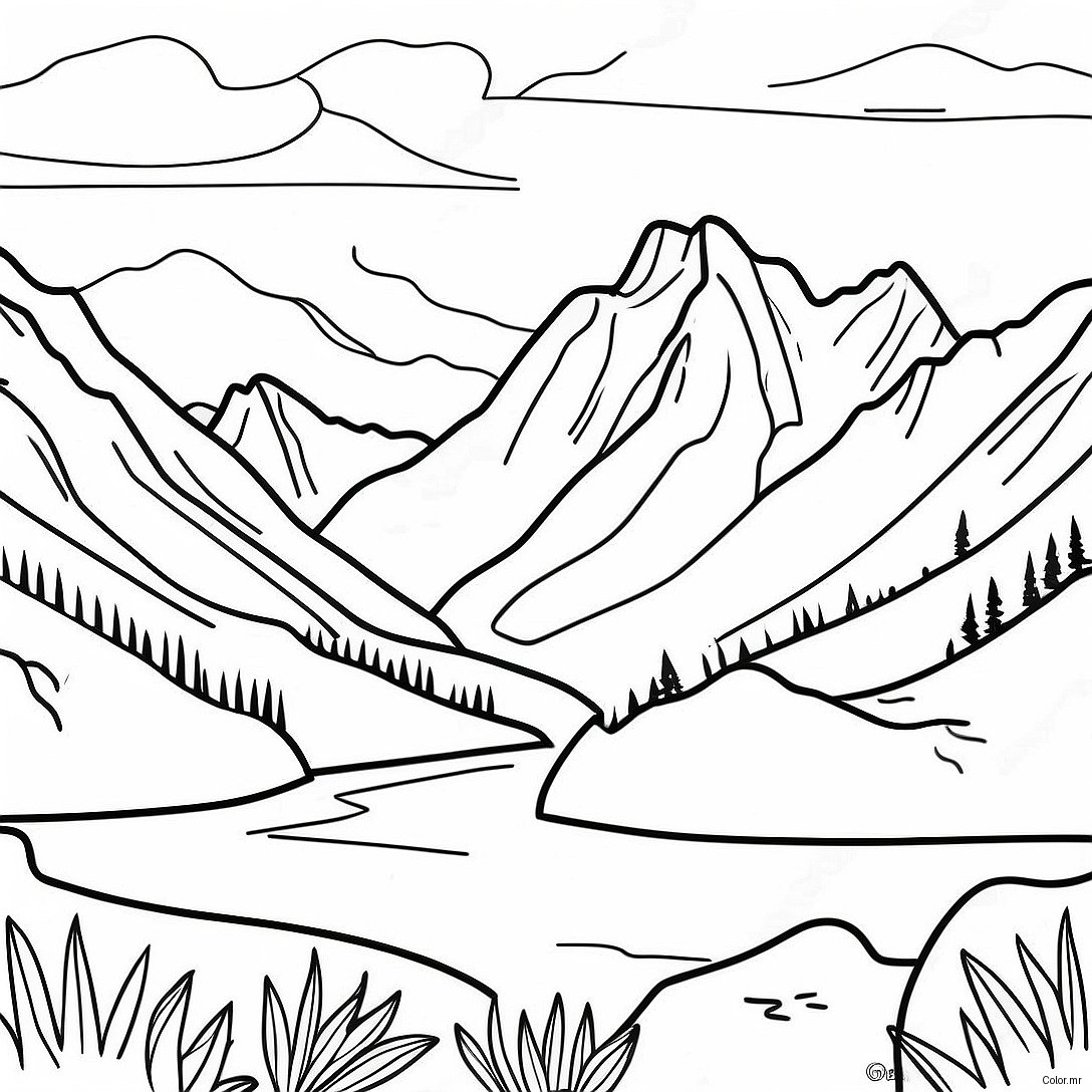Page A Colorier Des Montagnes Majestueuses Du Montana 34884 29040