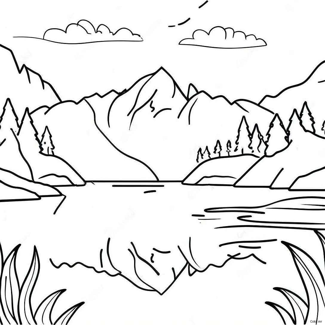 Page A Colorier Du Lac Serein Avec Montagnes 21703 20118