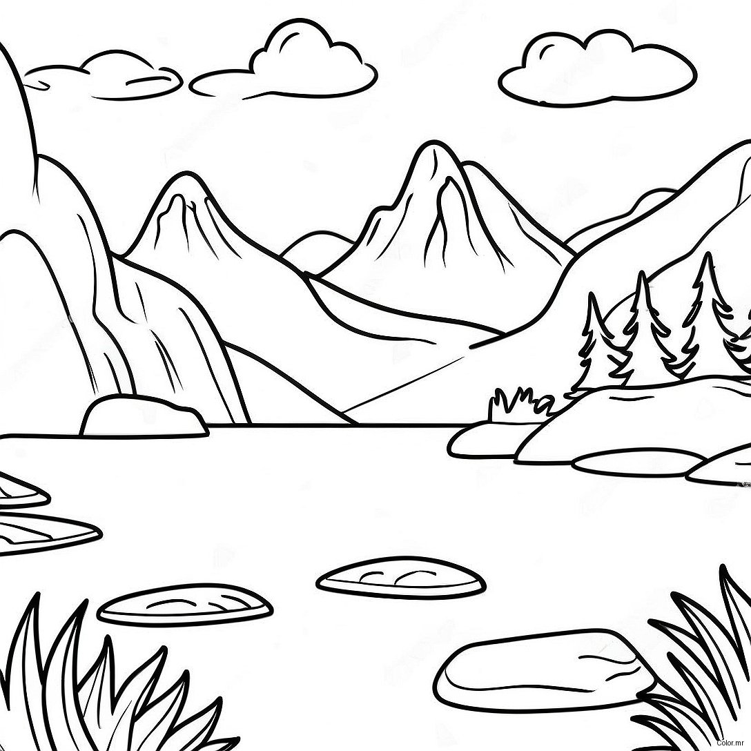 Page A Colorier Du Lac Serein Avec Montagnes 21703 20119