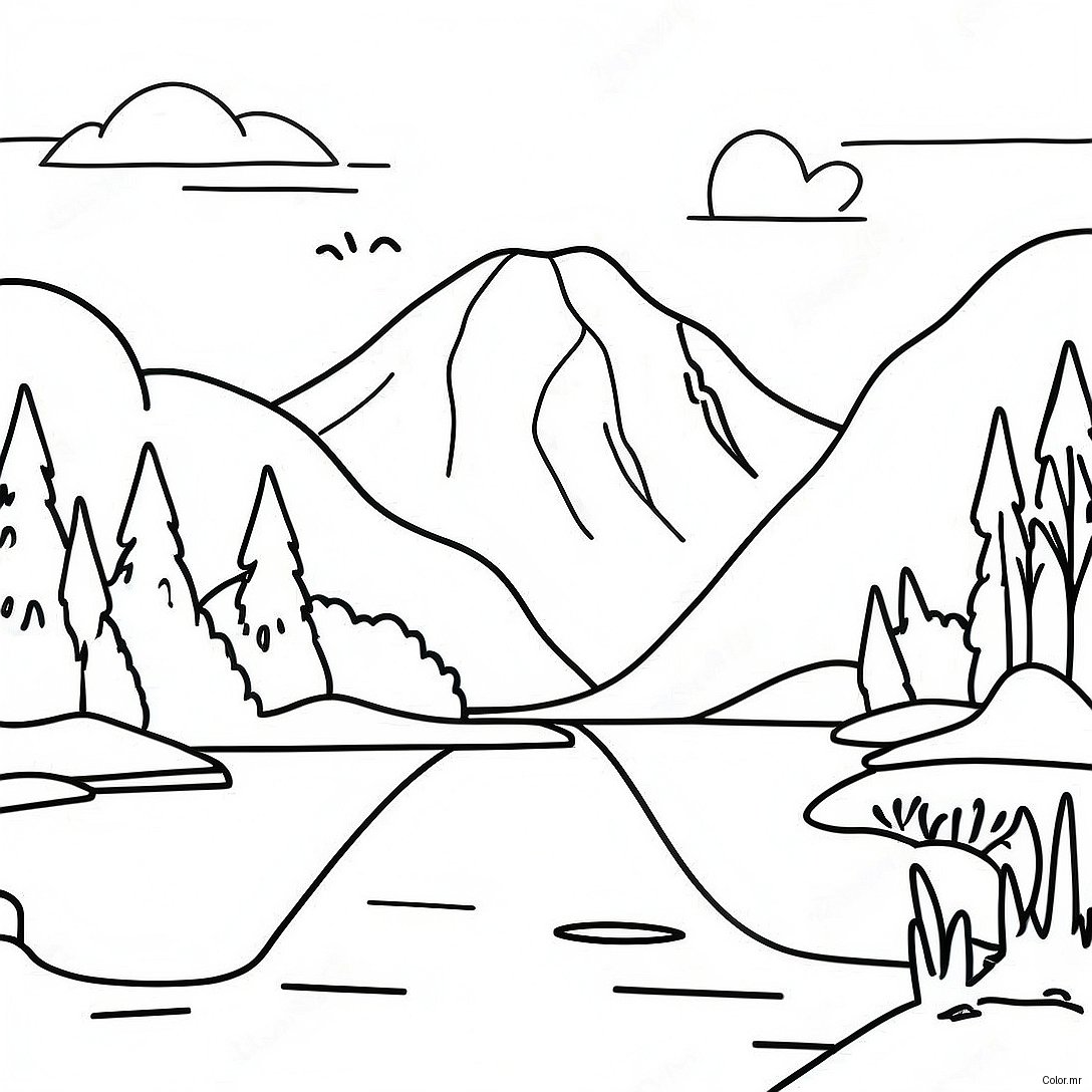 Page A Colorier Du Lac Serein Avec Montagnes 21703 20120