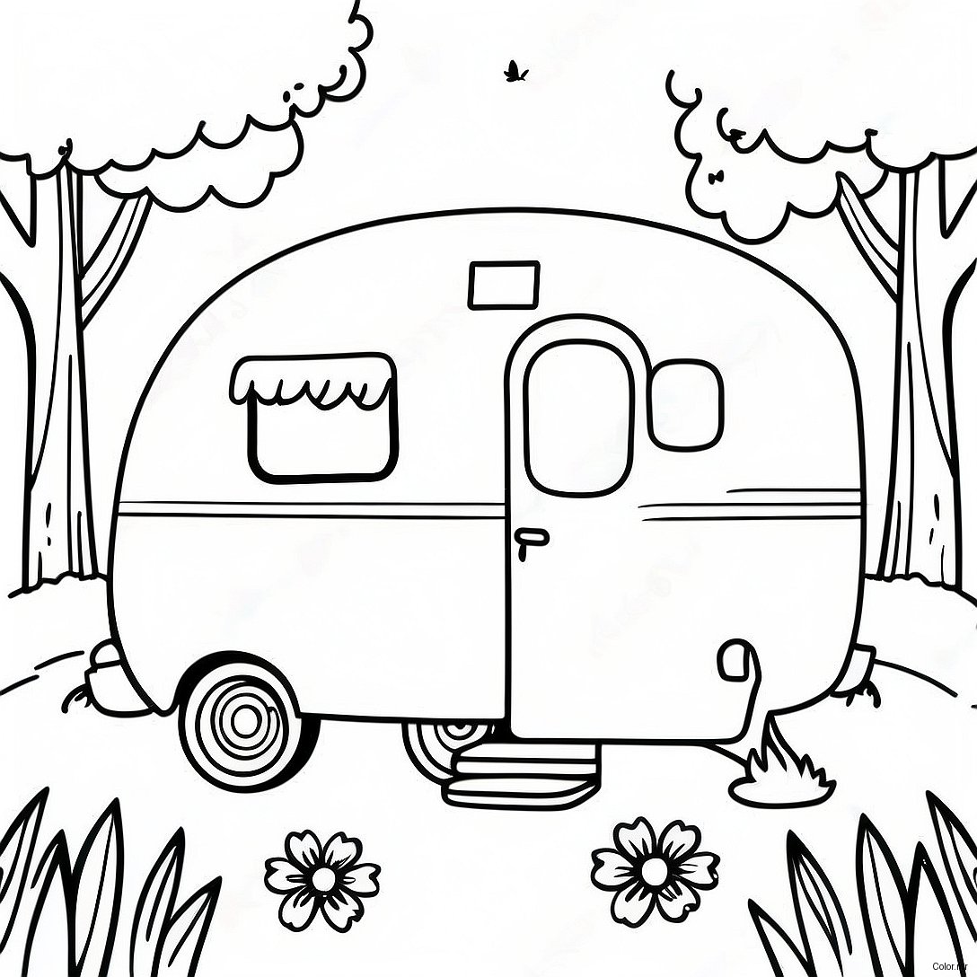Page A Colorier Dun Camping Vintage Dans La Nature 6405 5117