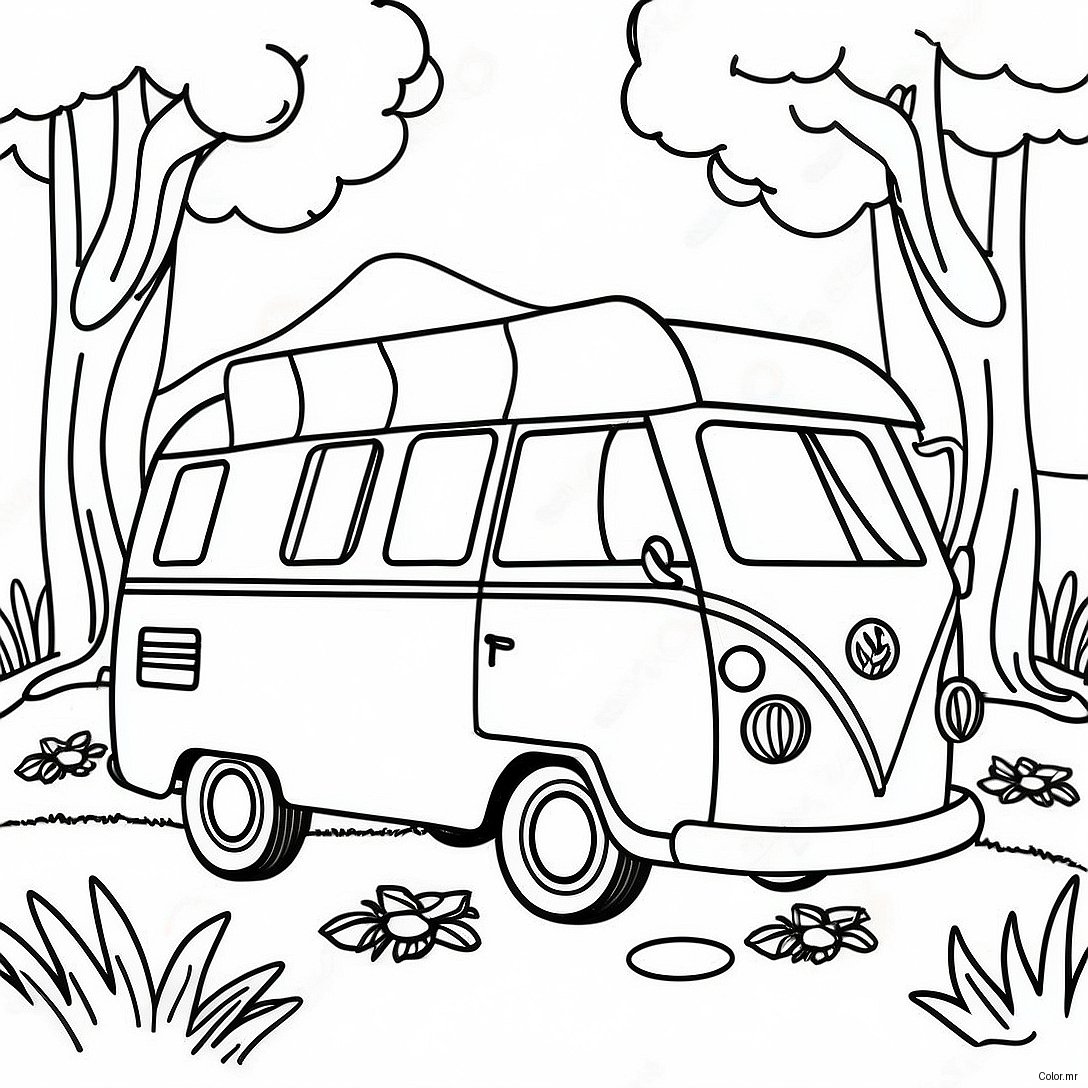 Page A Colorier Dun Camping Vintage Dans La Nature 6405 5118
