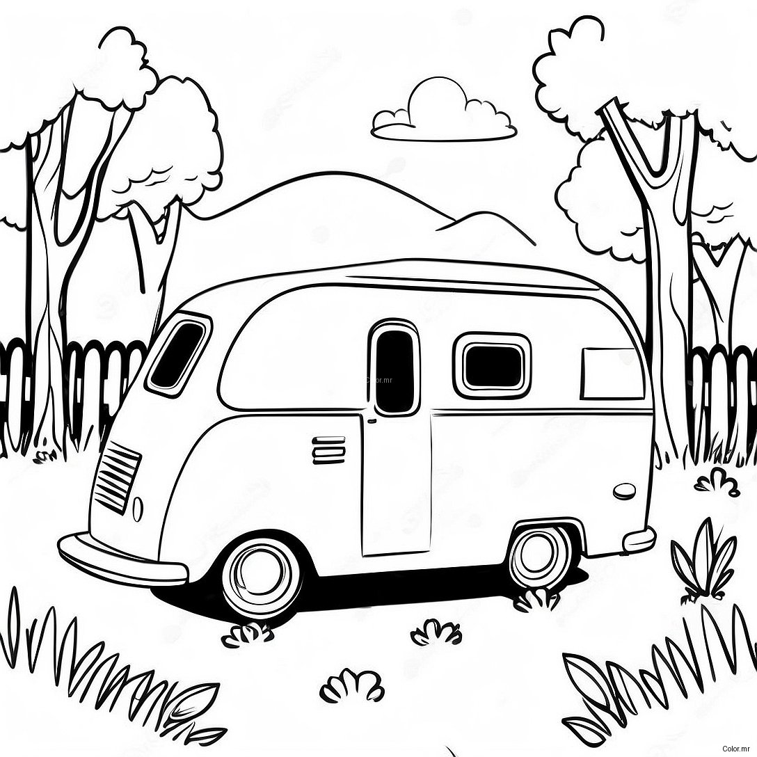 Page A Colorier Dun Camping Vintage Dans La Nature 6405 5119