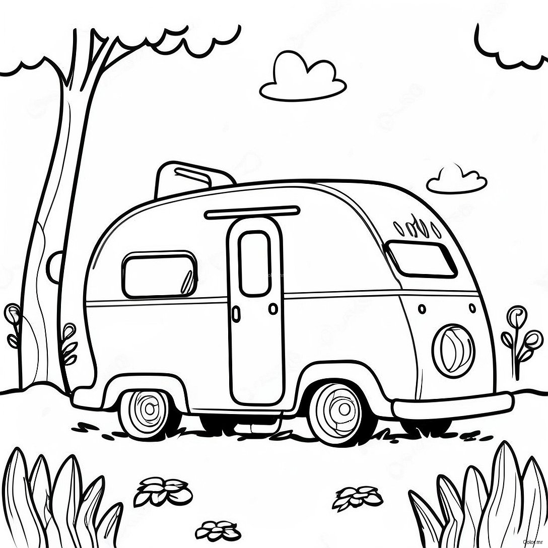 Page A Colorier Dun Camping Vintage Dans La Nature 6405 5120