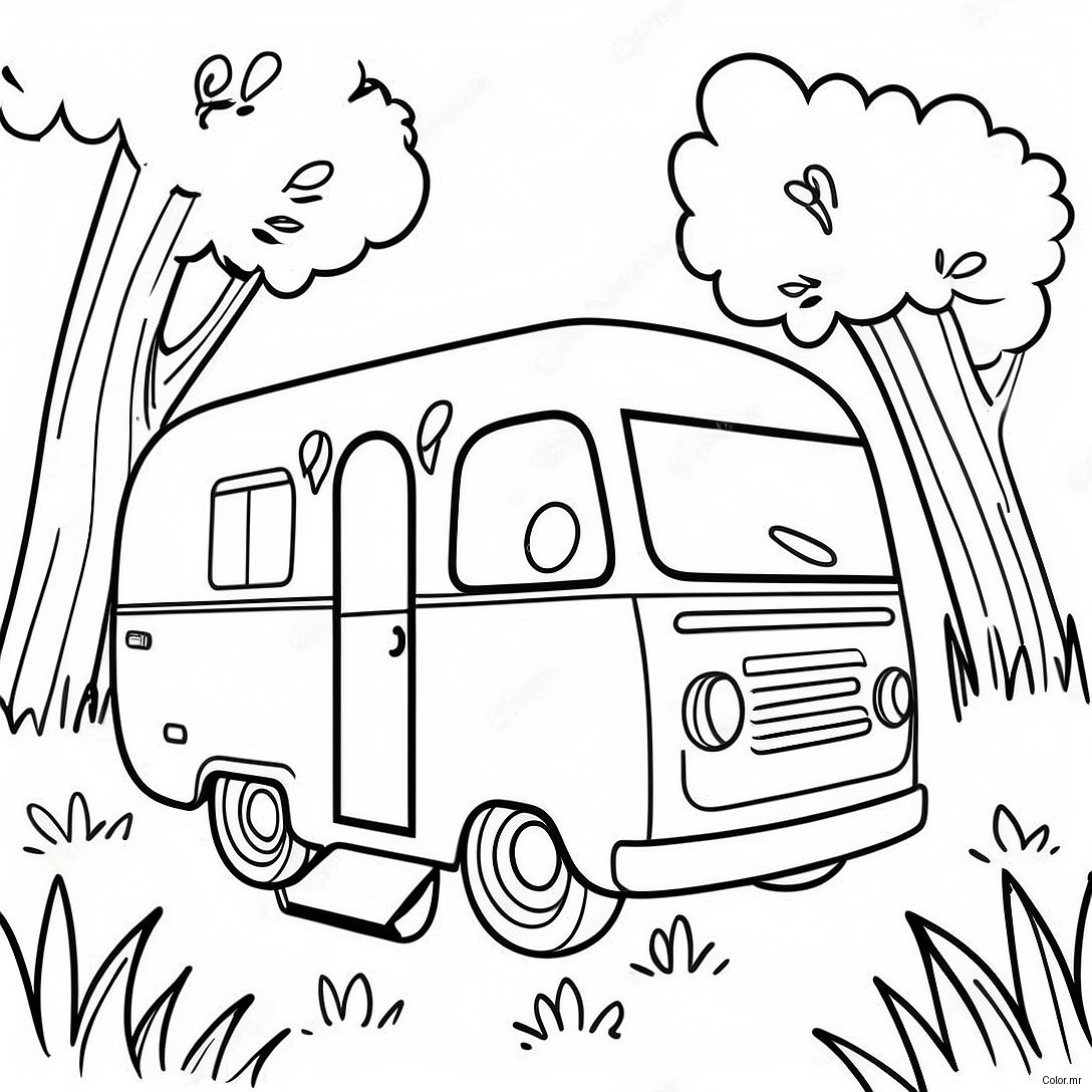 Page A Colorier Dun Camping Vintage Dans La Nature 6405 5213