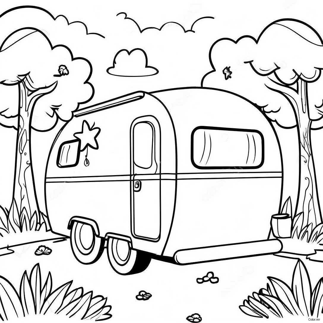 Page A Colorier Dun Camping Vintage Dans La Nature 6405 5214