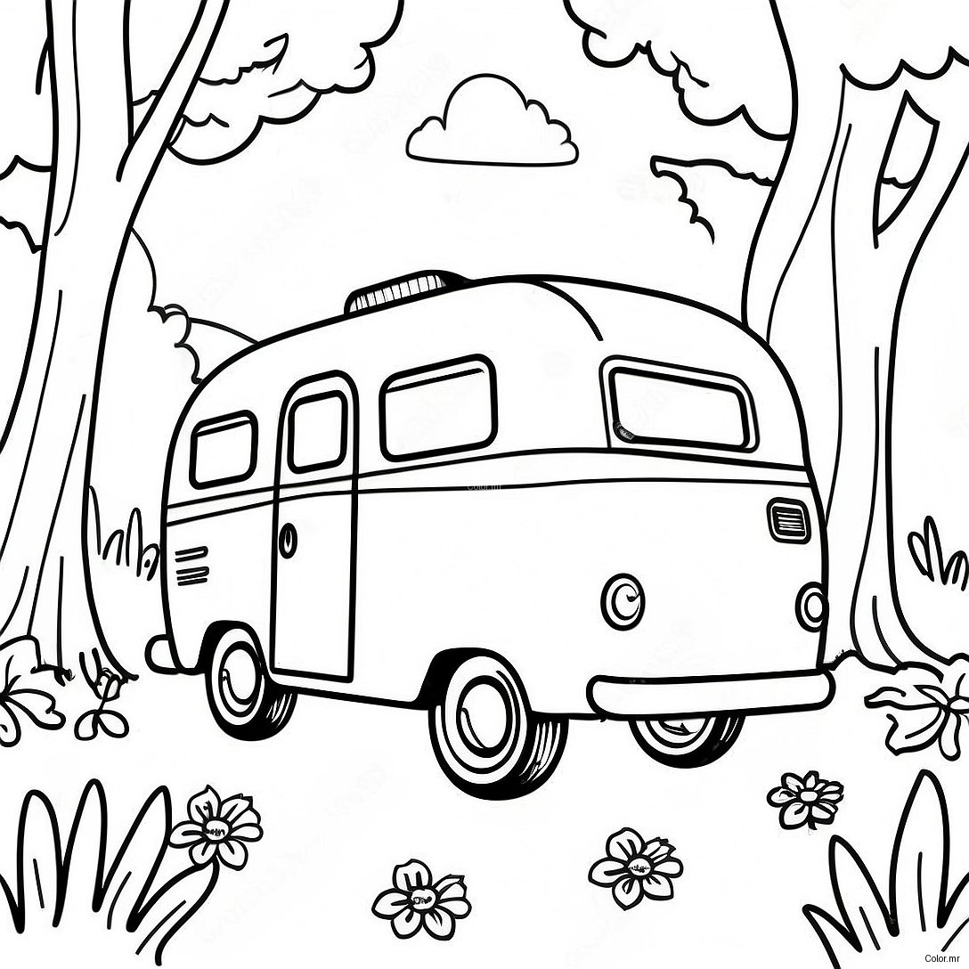Page A Colorier Dun Camping Vintage Dans La Nature 6405 5216