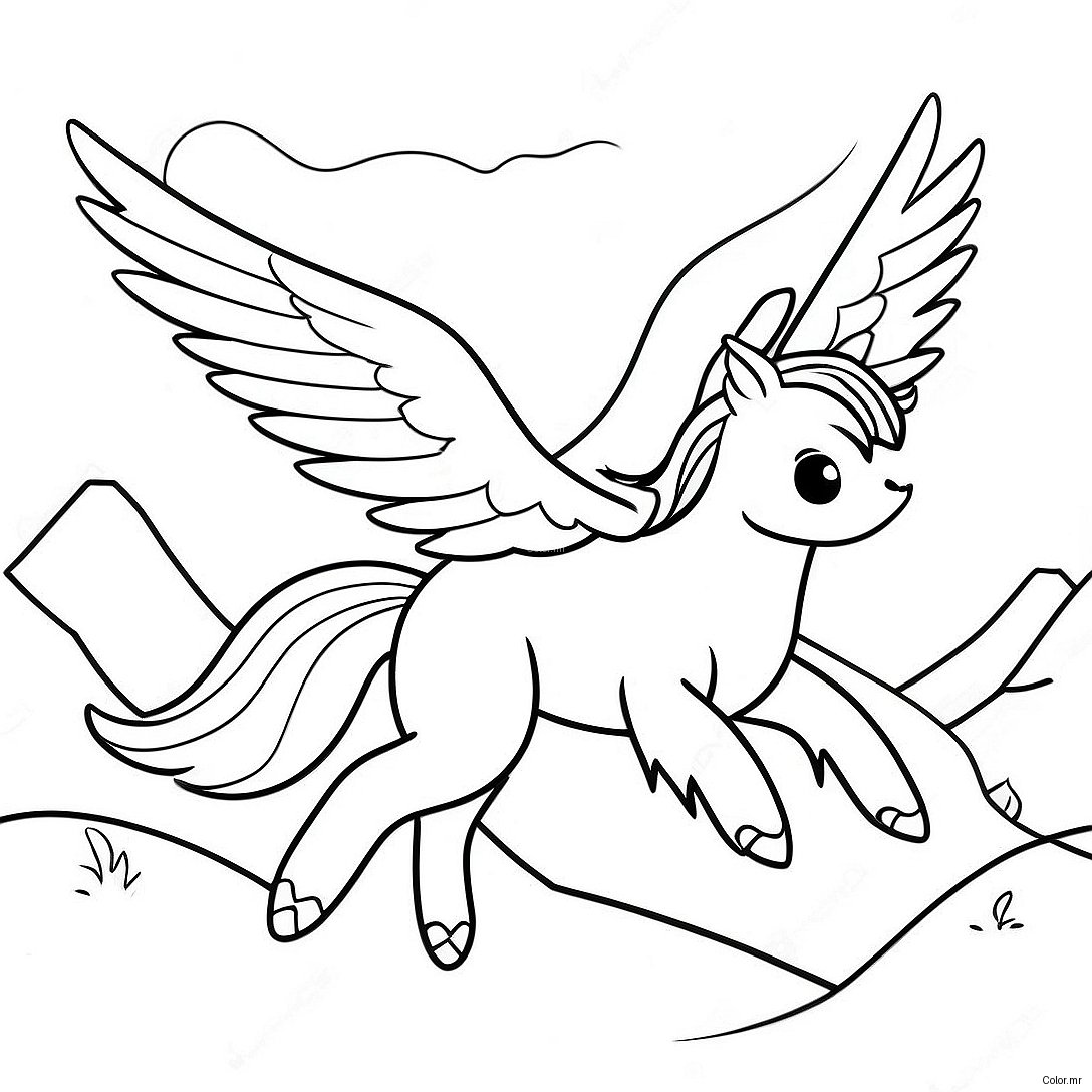 Page A Colorier Dun Majestueux Hippogriffe Volant Au Dessus Des Montagnes 71424 59026