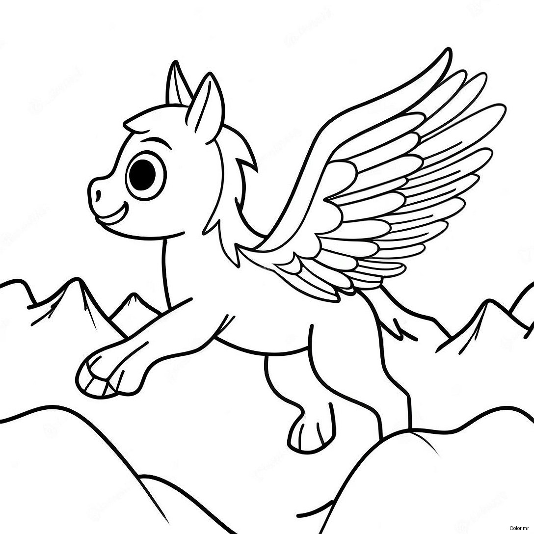 Page A Colorier Dun Majestueux Hippogriffe Volant Au Dessus Des Montagnes 71424 59028