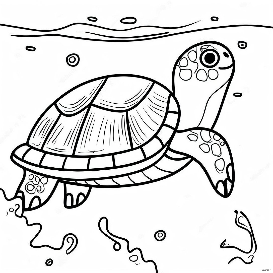 Page A Colorier Dune Tortue De Mer Realiste Nageant 62858 52042
