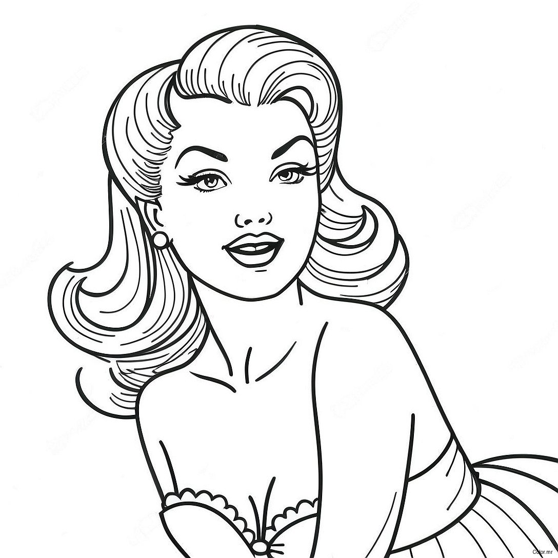Page A Colorier Fille Pin Up Vintage 50335 41970