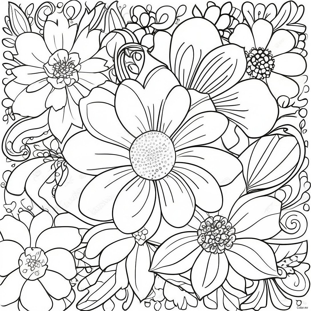 Page A Colorier Floral Vintage Grunge 3891 3149