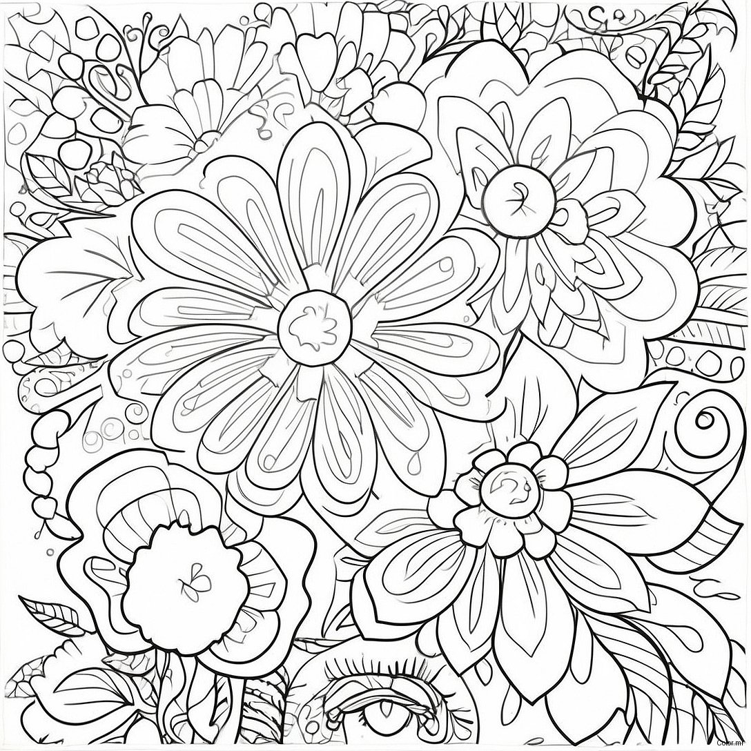 Page A Colorier Floral Vintage Grunge 3891 3152
