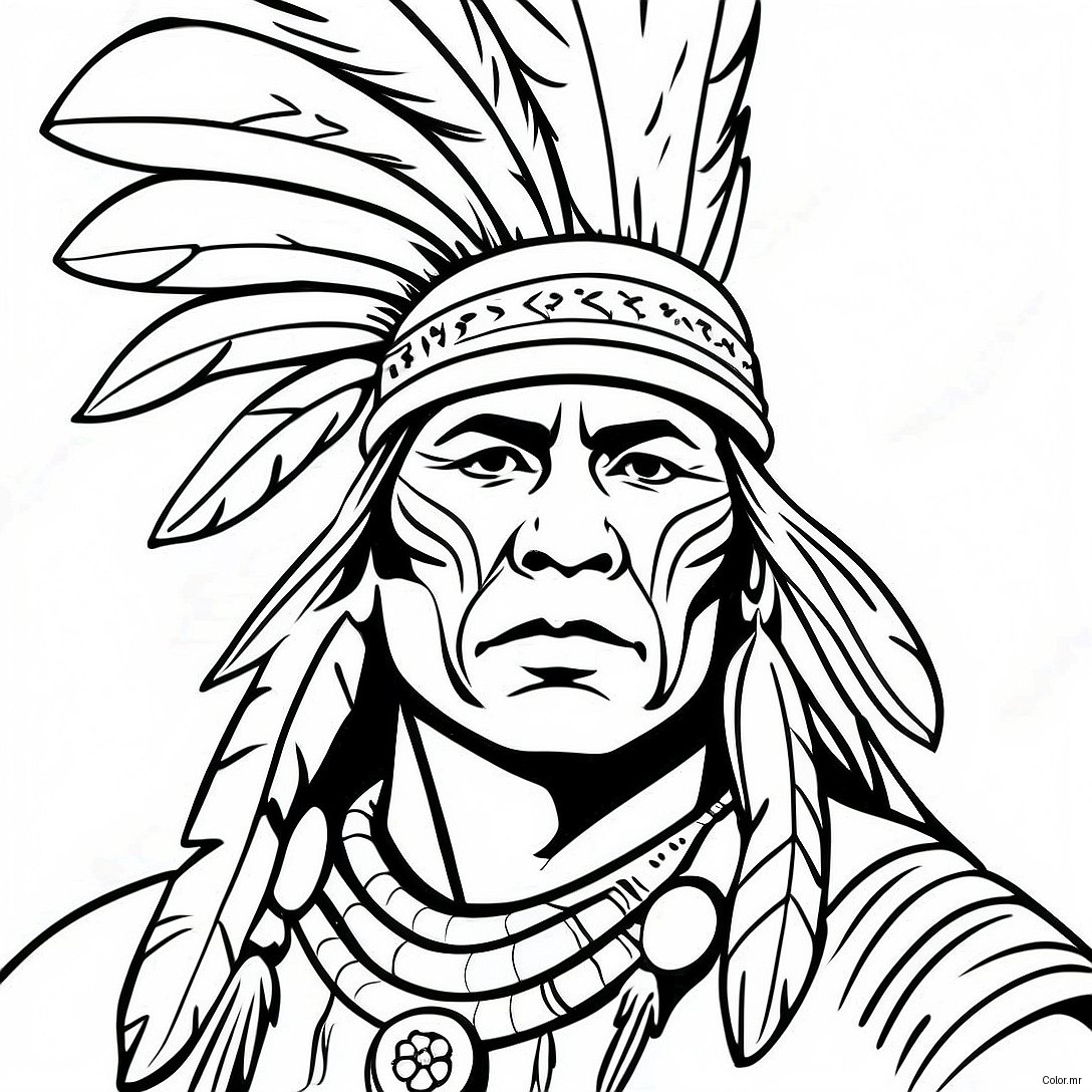 Page A Colorier Guerrier Amerindien Realiste 47253 39314