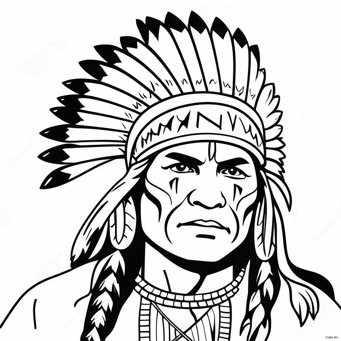 Page A Colorier Guerrier Amerindien Realiste 47253 39315