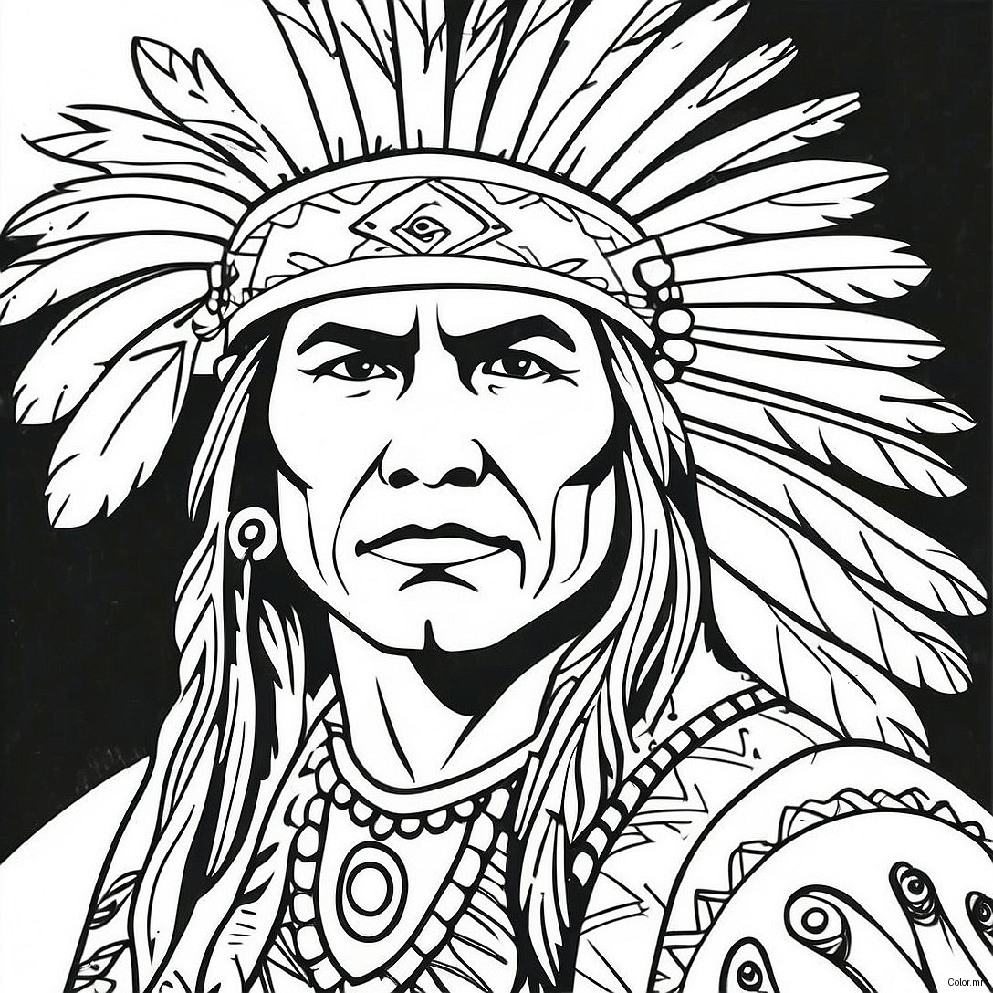 Page A Colorier Guerrier Amerindien Realiste 47253 39316