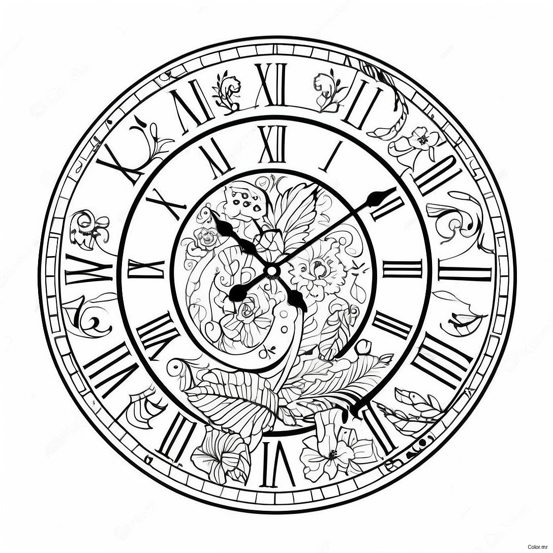 Page A Colorier Horloge Murale Vintage 28256 25629