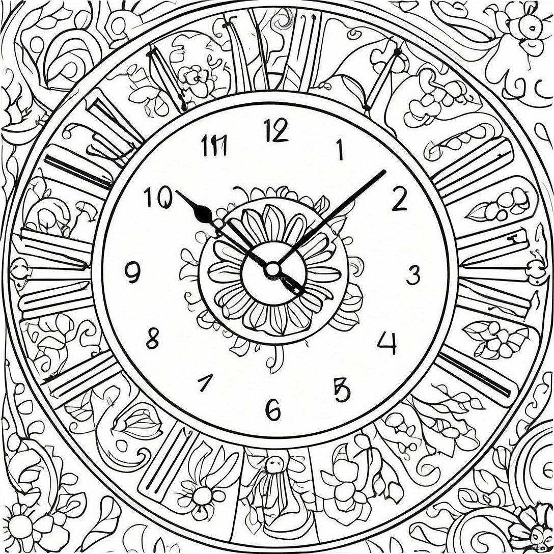 Page A Colorier Horloge Murale Vintage 28256 25632