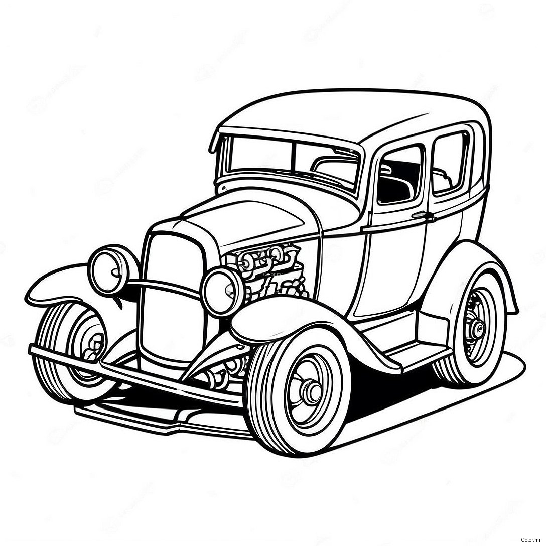 Page A Colorier Hot Rod Vintage 4602 3701