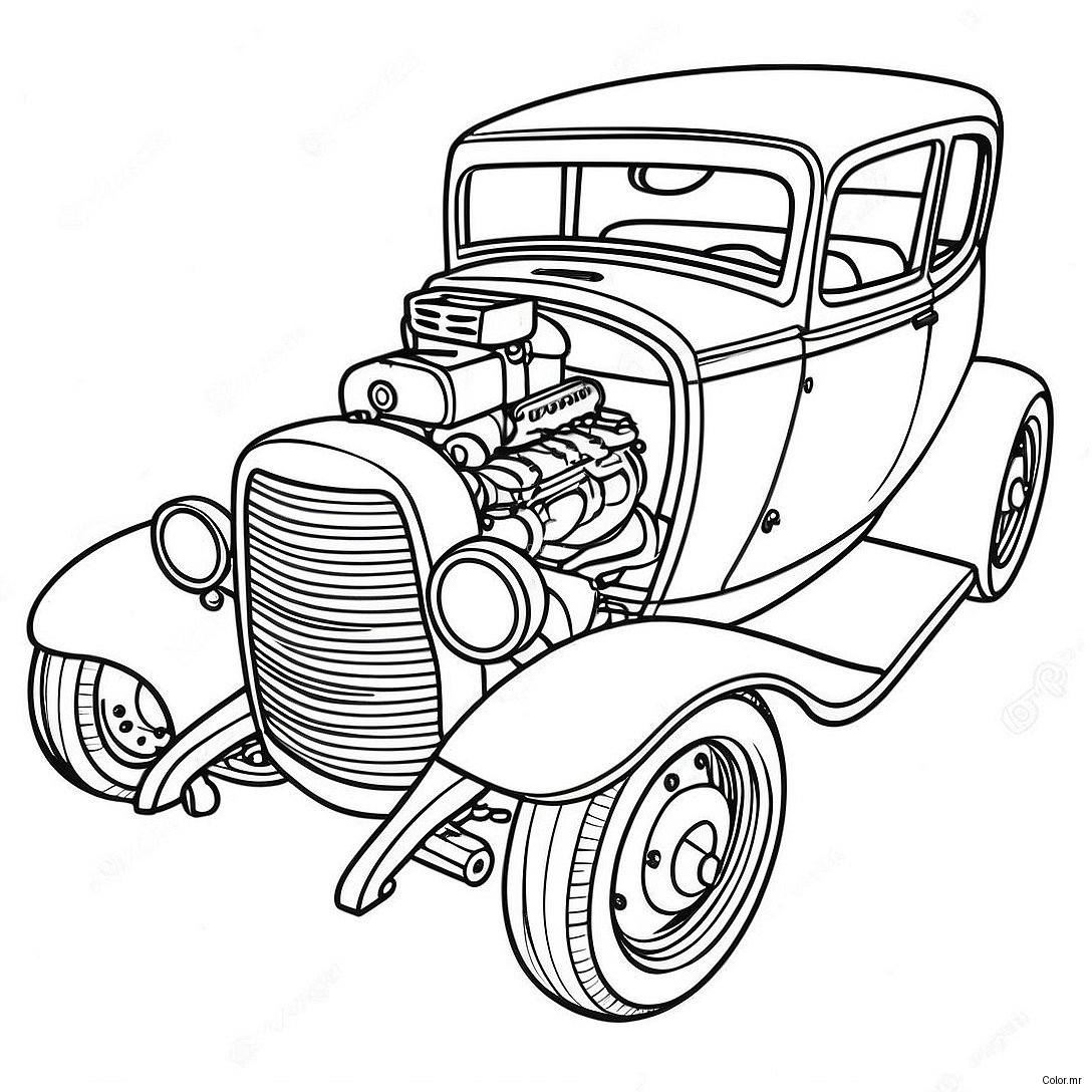 Page A Colorier Hot Rod Vintage 4602 3702