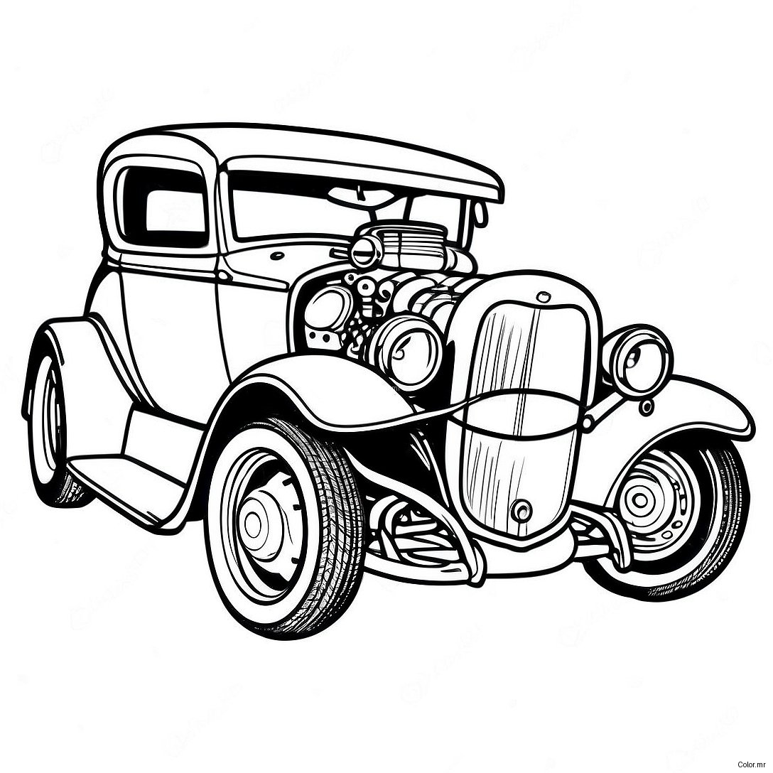 Page A Colorier Hot Rod Vintage 4602 3703