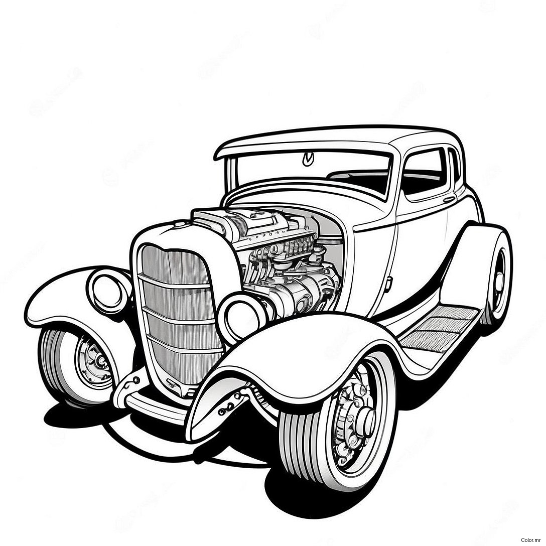 Page A Colorier Hot Rod Vintage 4602 3704