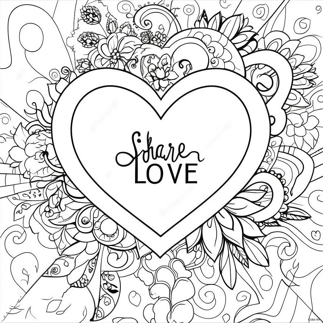 Page A Colorier Logo Partager Lamour 54451 45326