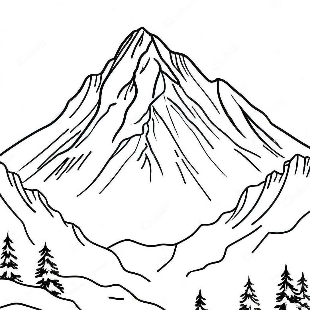 Page A Colorier Montagne Majestueuse Couverte De Neige 26067 23925