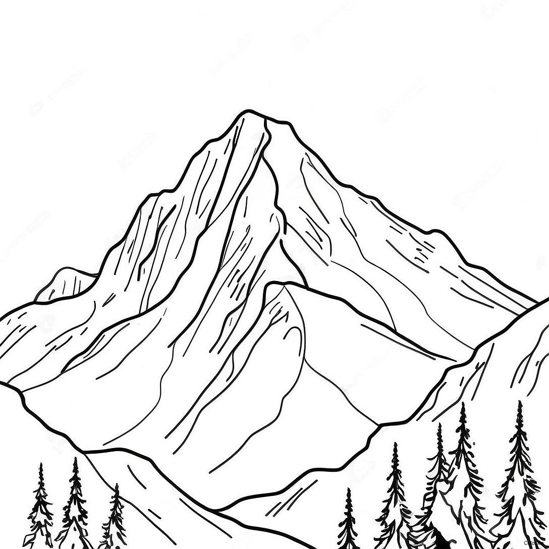 Page A Colorier Montagne Majestueuse Couverte De Neige 26067 23926