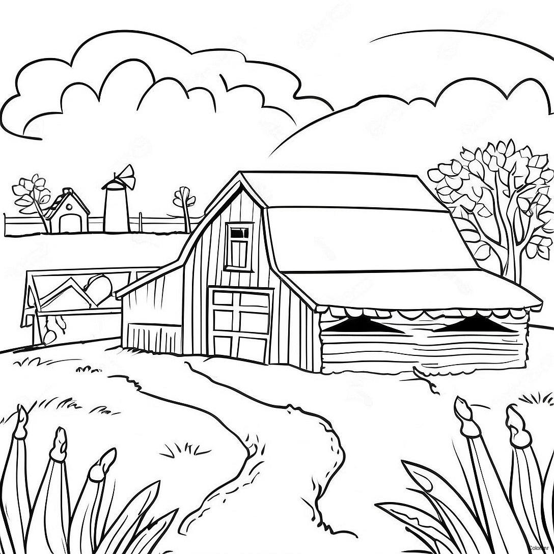 Page A Colorier Paysage De Ferme Realiste 26992 24652